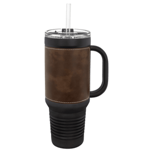 40 oz Handle Travel Tumblers with Leather *Multiple Colors