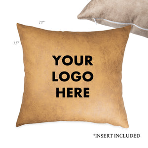 15" x 15" Custom Printed Faux Leather Pillow