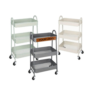 Custom Leather Engraved 3 Tier Rolling Carts
