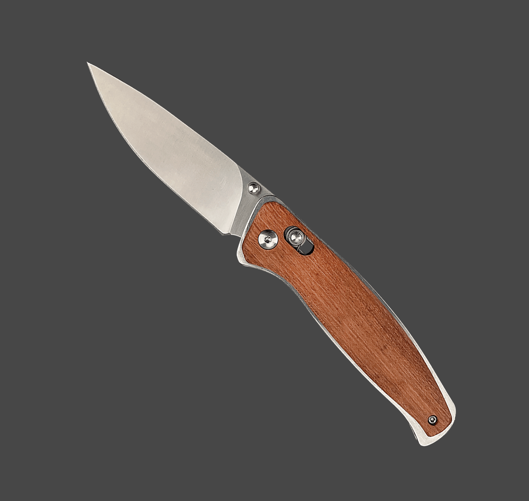 Custom Engraved Silver & Wooden Pocket Knife