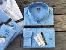 Load image into Gallery viewer, Men&#39;s Striped Blue Tencel Cinch® Button Up
