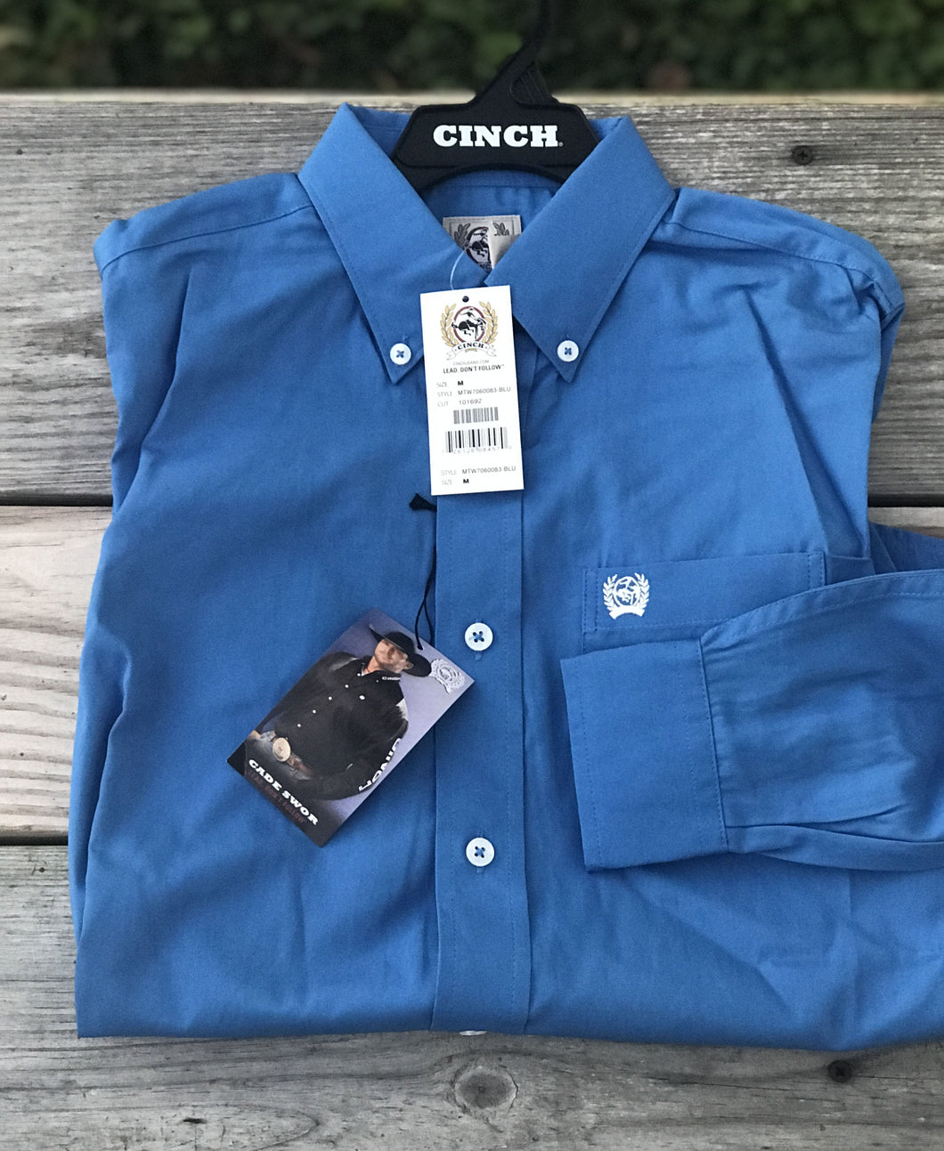 Cinch Youth Long Sleeve Button Up - Blue