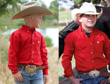 Load image into Gallery viewer, Cinch Youth Long Sleeve Button Up - Red
