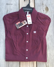 Load image into Gallery viewer, Women&#39;s Burgundy Cinch® Button Up
