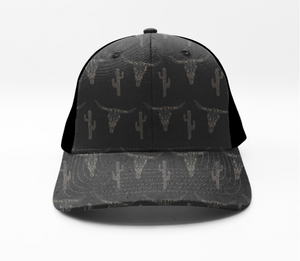 Charcoal Bulls & Cactus - Blank