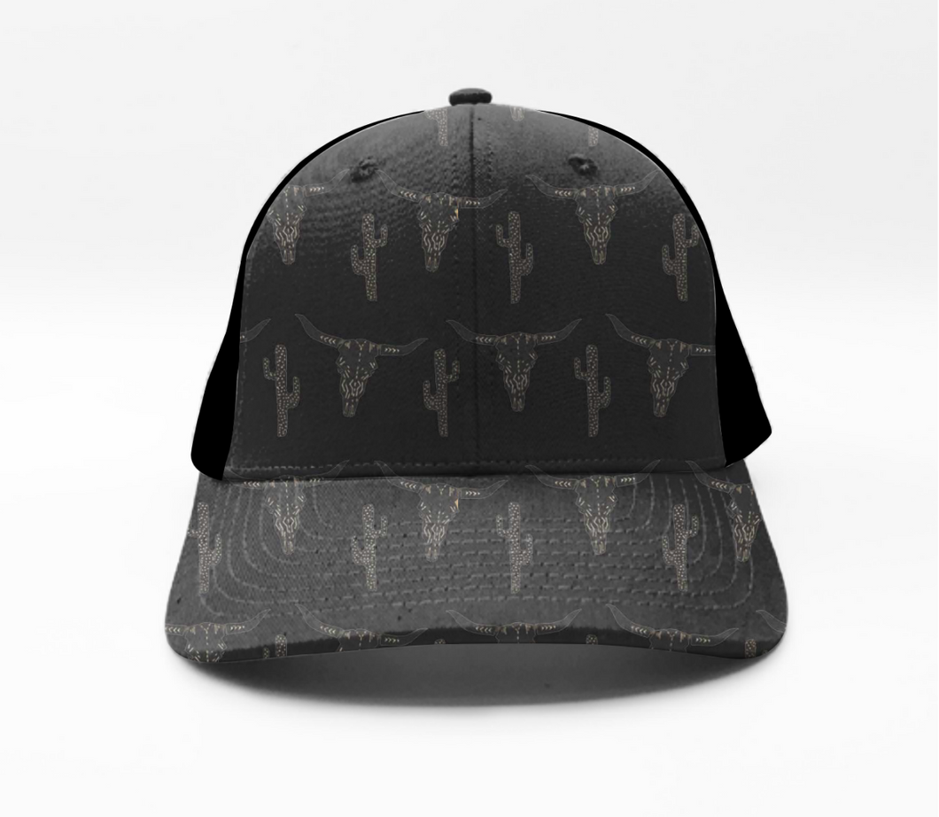 Charcoal Bulls & Cactus - Blank