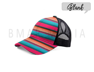 Serape and Black Pony Tail Cap