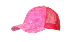 CC Tie Dye Pony Tail Cap with Patches